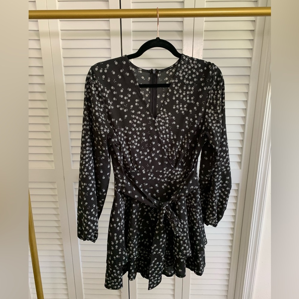 Romper - Belted Dark Navy and Gray/Blue Size S
